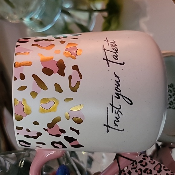 Sheffield Home Coffee Mug "Trust your talent" animal print pink & pearl 18ozNEW - Picture 4 of 7